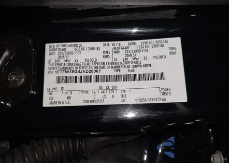 2018 Ford F-150 Lariat из США, поврежденный, VIN 1FTFW1EG4JKD28063